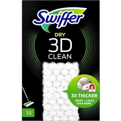 Abbildung von Swiffer Bodenwischer 3D Clean Trockene Bodentücher Nachfüllpackung 14 Stück, Nimmt Mehr Staub Auf Als Ein Herkömmlicher Besen Und Schließt Ihn