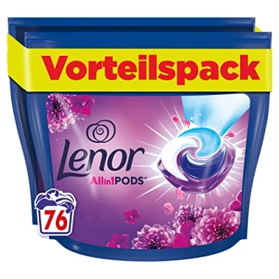 Abbildung von Lenor Colorwaschmittel Allin1 PODS Amethyst Blütentraum 76 Waschladungen, Hygienische Tiefenreinigung und Lang Anhaltende Frische
