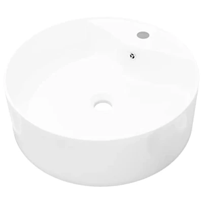 Abbildung von vidaXL Waschbecken Keramik Design Hahnloch Rund Waschschale Aufsatzwaschbecken