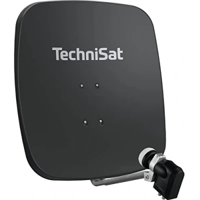 Abbildung von TechniSat SATMAN 65 PLUS Satellitenschüssel mit LNB (65 cm Sat Anlage Masthalterung und 40mm Universal Quattro LNB, Multischalter wird benötigt) grau