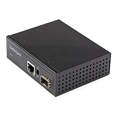 Abbildung von StarTech.com PoE+ Industrial Media Converter 60W Medienkonverter LWL Kupfer Singlemode /Multimode Glasfaser auf Gigabit Ethernet Mini/Kompaktgröße IP 30/ 40C bis 75C