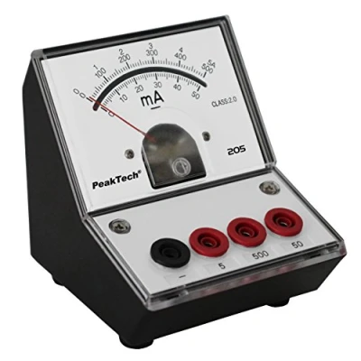 Abbildung von PeakTech P 205 04 Strommessgerät/ Amperemeter Analog/ Messgerät mit Spiegelskala 0 … 50mA/ 500mA/ 5A DC