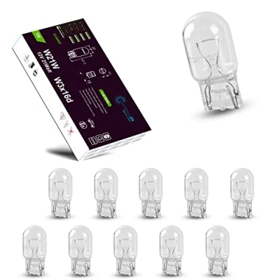 Abbildung von LIGHTWORLD24 10 x W21W T20 12V 21W Halogen KFZ Autolampen extrem langlebig ‎7440 W3X16D für Bremslicht, Rückfahrlicht, Blinker