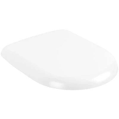 Abbildung von Villeroy &amp; Boch Antao WC Sitz, Toilettendeckel mit Absenkautomatik, abnehmbarer Toilettensitz aus bruchsicherem Duroplast, Klodeckel Original Ersatzteil, D Form, Stone White, matt