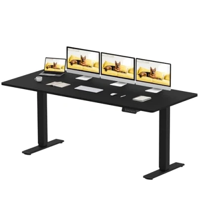 Abbildung von SANODESK Höhenverstellbarer Schreibtisch 200x80 cm mit 2 starken Motoren, Stabiler Elektrischer Steh Sitz Schreibtisch, Höhenverstellung Memory Funktion (schwarz+schwarz)