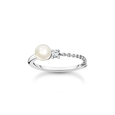 Abbildung von THOMAS SABO Silberring mit Kettchen und Perle