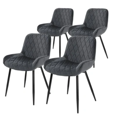 Abbildung von ML DESIGN Stuhl Esszimmerstuhl mit Rücken und Armlehnen, Metallbeine Küchenstuhl (4 St), Wohnzimmerstuhl Anthrazit, Samt Sitzfläche Polsterstuhl Esstischstuhl