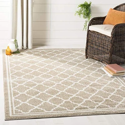 Abbildung von SAFAVIEH Boho Teppich für Wohnzimmer, Esszimmer, Schlafzimmer Amherst Collection, Kurzer Flor, Weizen und Beige, 122 X 183 cm