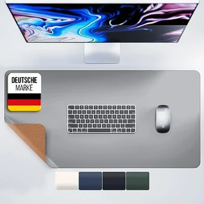 Abbildung von MYMIND® Schreibtischunterlage [Rutschfest] 80x40cm Premium PU Leder XXL Mauspad Schreibunterlage für Homeoffice Schreibtisch Unterlagenmatte wasserfest Desk Mat Unterlage Büro