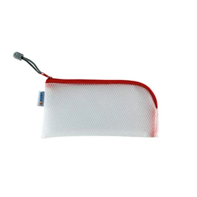 Abbildung von HERMA 20002 Reißverschlusstasche Reiseetui transparent rot, kleine verschließbare Sichttasche mit Zipper, Kulturtasche für Handy, Ladekabel, Kosmetik, Stifte, Schlüssel