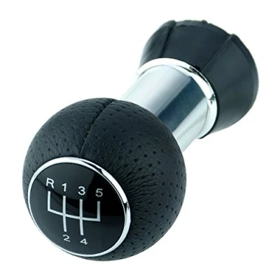 Abbildung von L &amp; P Car Design L&amp;P A260 2 Schalthebel Hebel Schaltknauf Schwarz 5 Gang 12mm PU Leder perforiert Knauf als Plug Play Ersatzteil für Audi A1 A3 A4 A5 A6 Q3 Q5
