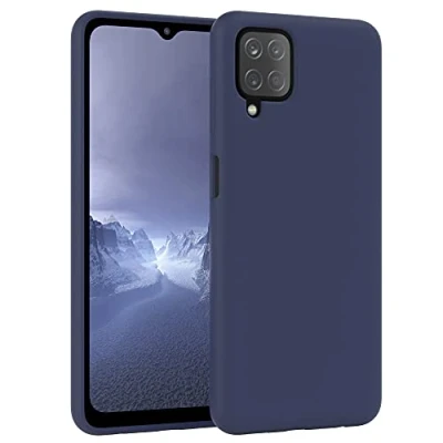 Abbildung von EAZY CASE Premium Silikon Handyhülle kompatibel mit Samsung Galaxy A12, Slimcover Kameraschutz und Innenfutter, Silikonhülle, Schutzhülle, Bumper, Handy Case, Hülle, Softcase, Nachtblau, Blau