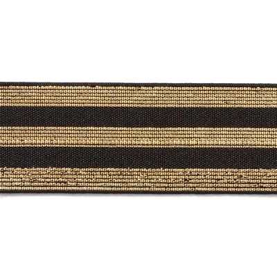 Abbildung von Gummiband mit Streifen, 40mm, elastisch, Elastic, nähen, Meterware, 1meter (schwarz Gold)