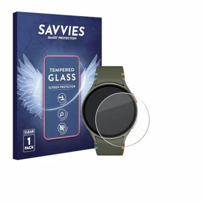 Abbildung von Savvies Panzer Schutz Glas für Samsung Galaxy Watch 7 (44 mm) 9H Hartglas, Anti Fingerprint, Displayschutz