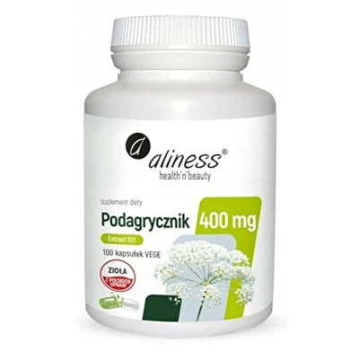 Abbildung von Aliness Podagricorn 400mg Gemeinsamer Gicht Extrakt 10:1, Leber, Nieren, Nahrungsergänzungsmittel mit Pflanzenextrakten, 1 kapsel pro Tag, 100 kapseln
