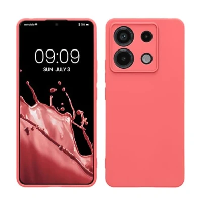 Abbildung von kwmobile Handyhülle kompatibel mit Xiaomi Redmi Note 13 Pro 5G / Poco X6 Hülle Handy Case aus weichem Silikon in Neon Koralle