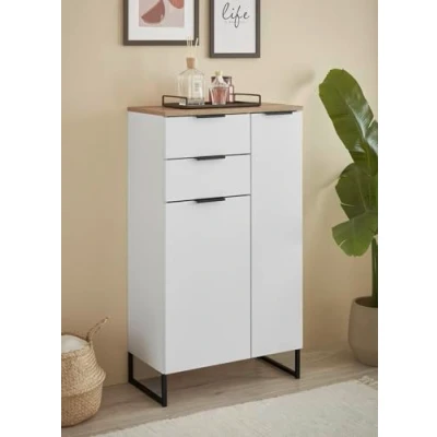 Abbildung von moebel dich auf Kommode ASPEN (Highboard, Badschrank mit 2 Schubkästen, in Schwarz matt), Breite 60 cm