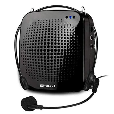 Abbildung von SHIDU Sprachverstärker mit Mikrofon Headset Tragbarer Stimmverstärker und Lautsprecher 15W 2000mAh Wiederaufladbar für Lehrer Reiseleiter Trainer Yoga Fitness Instruktoren