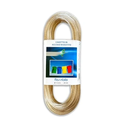 Abbildung von IPEA Wäscheleine 4 mm aus Stahl 20 Meter Made in Italy Kunststoffbeschichteter für den Außenbereich, Kleidung, Tüchern, Farbe Transparent Dicke