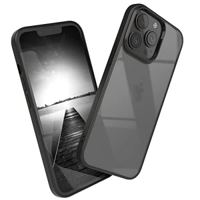 Abbildung von EAZY CASE Clear Hybrid Bumper Hülle kompatibel mit iPhone 13 Pro, Handyhülle Ultra Aufprallschutz, Stoßfest und Kratzfest, dünne Schutzhülle Kameraschutz, Slim Cover Handy Case, Schwarz
