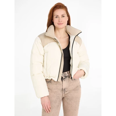 Abbildung von Calvin Klein Jeans Cropped Puffer Winterjacke, Damen, Größe: Large, Plaza taupe/ivory