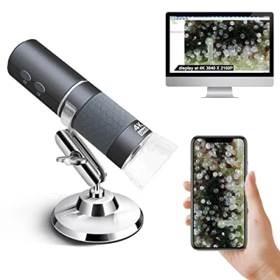 Abbildung von Ninyoon 4K WiFi Mikroskop für iPhone Android, 50 bis 1000X USB Digital Wireless Super HD Endoskopkamera Kompatibel mit Allen Handys iPad Android Tablet Windows Mac