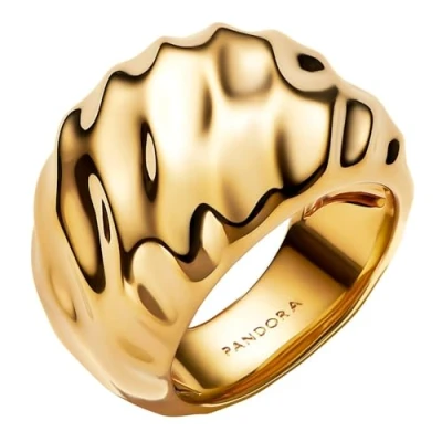Abbildung von Pandora Damen Statement Ring Wellig Goldfarben 163884C00 60 Ringgröße 60/19,1