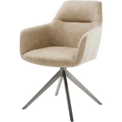 Abbildung von Drehstuhl Pejo Flex Mikrofaser Beige Vintage Kreuzgestell breit Graphit 360 drehbar Wippfunktion Taschenfederkern