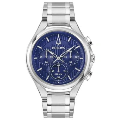 Abbildung von Bulova 96A302 Herrenarmbanduhr Chronograph Curv Stahl/Blau