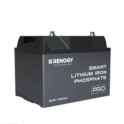 Abbildung von Renogy 12V 100Ah LiFePO4 Lithium batterie, mit 60+ BMS Schutz, selbsterhitzend, 5000+ Tiefentladungen und feuerhemmender Eigenschaft, Solarbatterie für Trolling Motor，kabinen, Marine，Wohnmobile