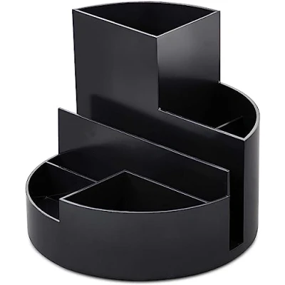 Abbildung von Maul Schreibtisch Organizer MAULrundbox Eco Ø14x12,5cm aus 85% recyceltem Kunststoff mit 6 Fächern Moderner Stiftehalter Stifte für Büro und Schwarz