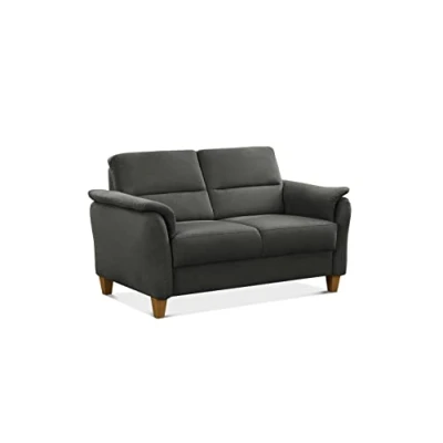 Abbildung von CAVADORE 2er Sofa Palera mit Federkern / Kompakte Zweisitzer Couch im Landhaus Stil passender Sessel und Hocker optional 149 x 89 Mikrofaser, Grau