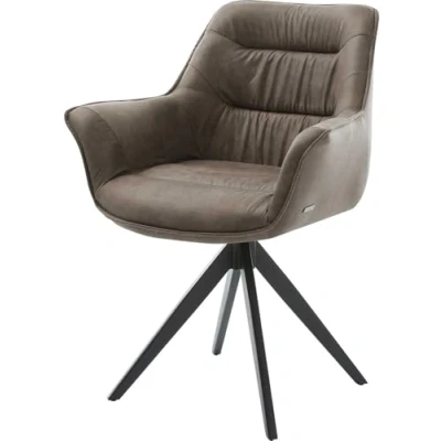 Abbildung von Drehstuhl Kaira Flex Taupe Vintage Kreuzgestell kantig Schwarz 180 drehbar