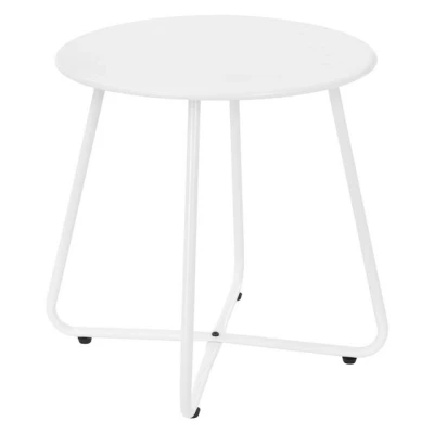Abbildung von ML DESIGN Beistelltisch Wohnzimmertisch aus Stahl, Kleiner Kaffeetisch für Innen &amp; Außen, Couchtisch Sofatisch Nachttisch Metalltisch Gartentisch Weiß