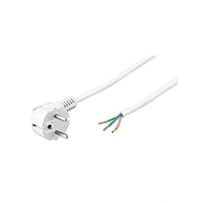 Abbildung von Goobay 93311 Gewinkeltes Stromkabel / Offene Kabelenden &amp; angepresste Aderendhülsen 90 Grad Schutzkontaktstecker Universelles Netzkabel Weiß 2m