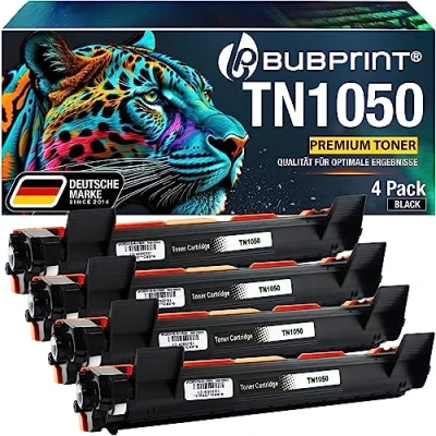 Abbildung von Bubprint TN 1050 4 Toner kompatibel als Ersatz für Brother TN1050 HL 1110 MFC 1910W DCP 1610W 1810 1612W 1210W 1212W 1510 1512 1112 Schwarz