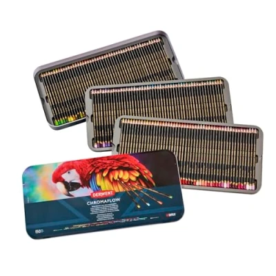 Abbildung von Derwent Chromaflow Buntstifte, 150 Stück in Dose, 3,5 mm runder Kern, Premium Kernstärke, mischbar mit glatter Textur, ideal zum Zeichnen, Färben und Schichten, professionelle Qualität, 2306063