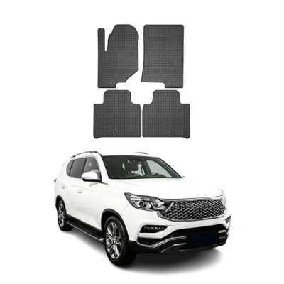 Abbildung von OMAC Gummi Fußmatten kompatibel mit SsangYong Rexton 2017 2024 Automatten Schwarz 4X