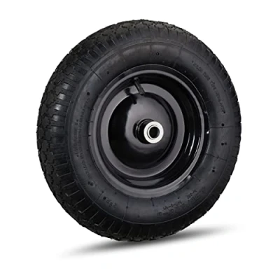 Abbildung von Relaxdays Schubkarrenrad 4.80 4.00 8, luftbereift, Ersatzrad Schubkarre, Stahlfelge, Ventil, Reifen bis 120 kg, schwarz, 39 x 9 cm