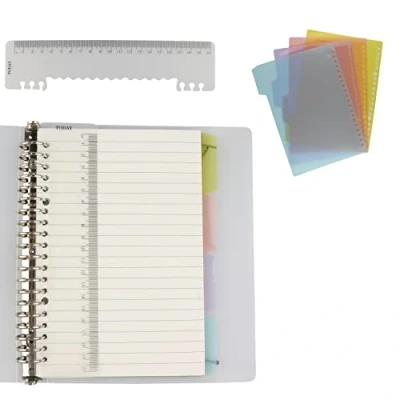 Abbildung von AMO HERMOSO A5 Spiralblock liniert mit Register, Notizblock Lineal, Notizbuch 4 Subjects Notebook, 80gsm, 60 Blatt, 120 Seiten (liniert)