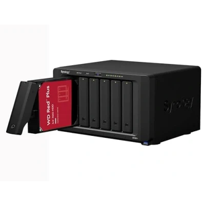 Abbildung von Synology DS1621+ 4 GB NAS 12 TB (6 x 2 TB) WD Red Plus, montiert und getestet mit installiertem SE DSM