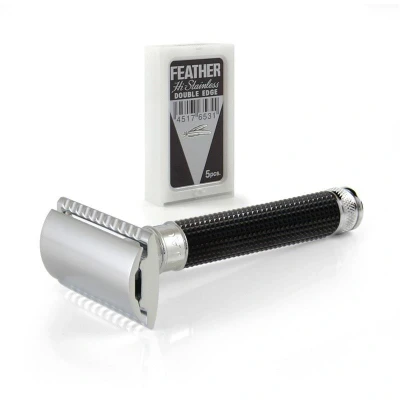 Abbildung von Edwin Jagger Rasiermesser Razors Double Edge Safety 3D Diamond Handle Black Chrome Plated