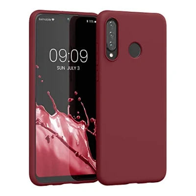 Abbildung von kwmobile Hülle kompatibel mit Huawei P30 Lite weiches TPU Silikon Case Cover geeignet für kabelloses Laden Rhabarber Rot