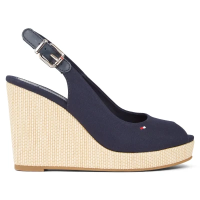 Abbildung von Tommy Hilfiger Iconic Elena Sling BACK Wedge High Heel Sandalette, Damen, Größe: 42, Space blue Schuhe