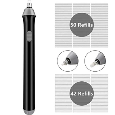 Abbildung von GuDoQi Elektrischer Radiergummi, 92 Stück Ersatzradiergummis, Batteriebetrieben, 2 Größen (2.3mm 5mm) Elektro Radierer für Bleistifte zeichnen, lernen, Büro, Architektur Kunst