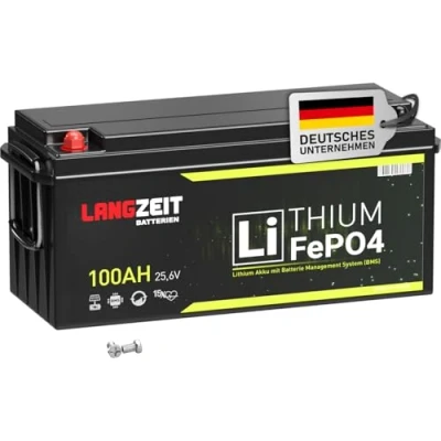 Abbildung von LANGZEIT LiFePO4 100Ah 24V Lithium Batterie Wohnmobil Solarbatterie Eisenphosphat Akku Solar Bootsbatterie USV inkl. BMS