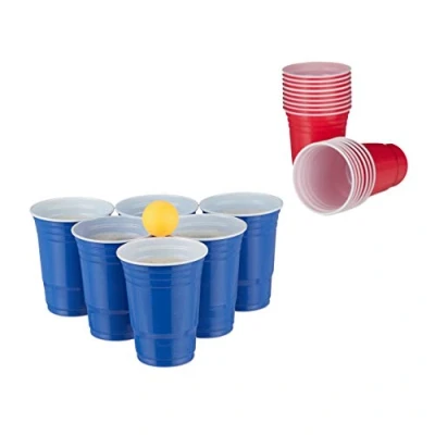 Abbildung von relaxdays Becher Bierpong Set mit Bällen, Kunststoff