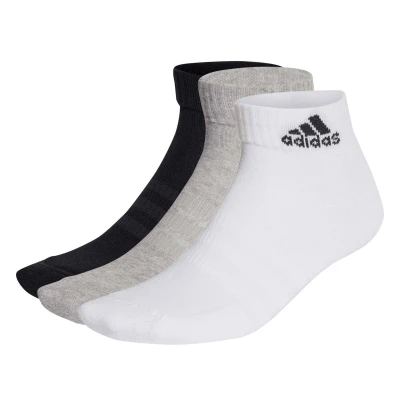 Abbildung von adidas Unisex Cushioned Sportswear Ankle Socks 3 Pairs, Medium Grey Heather / White Black, 10.5 12.5