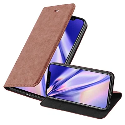 Abbildung von Cadorabo Hülle kompatibel mit Apple iPhone X/XS aus Premium Kunst Leder Flip Klappbare Stoßfeste Magnetische [Standfunktion] [Kartenfächern] Cover für Tasche in Braun