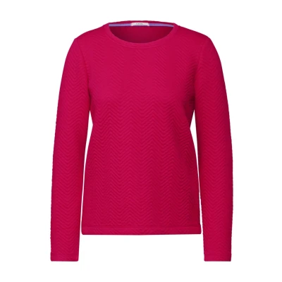 Abbildung von Cecil Struktur Langarmshirt, Damen, Größe: XXL, Rot